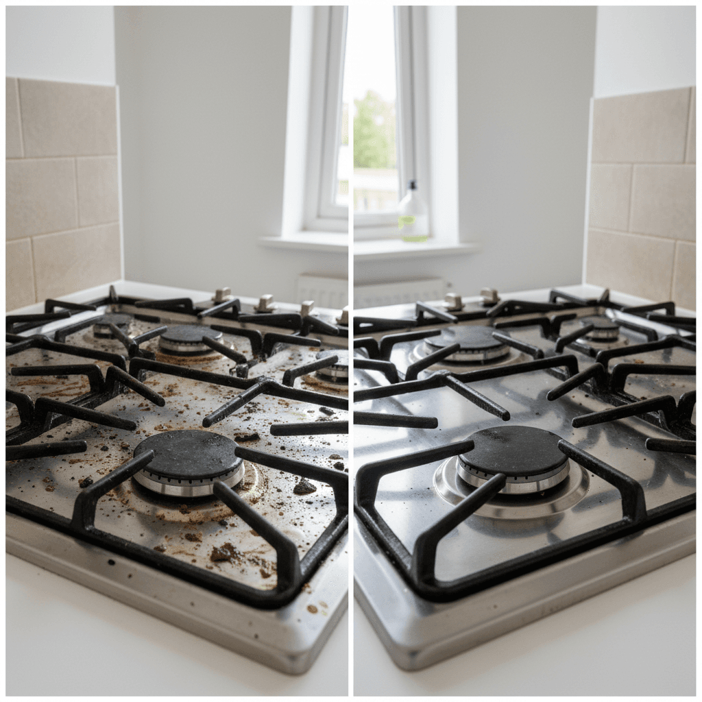 Kitchen stove top professionally deep cleaned by a Sydney service